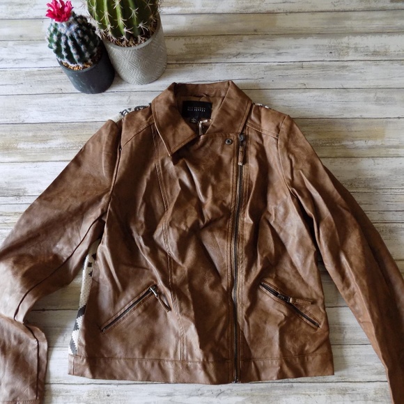 Small Nordstrom Vegan Leather Jacket Moto - Picture 3 of 3